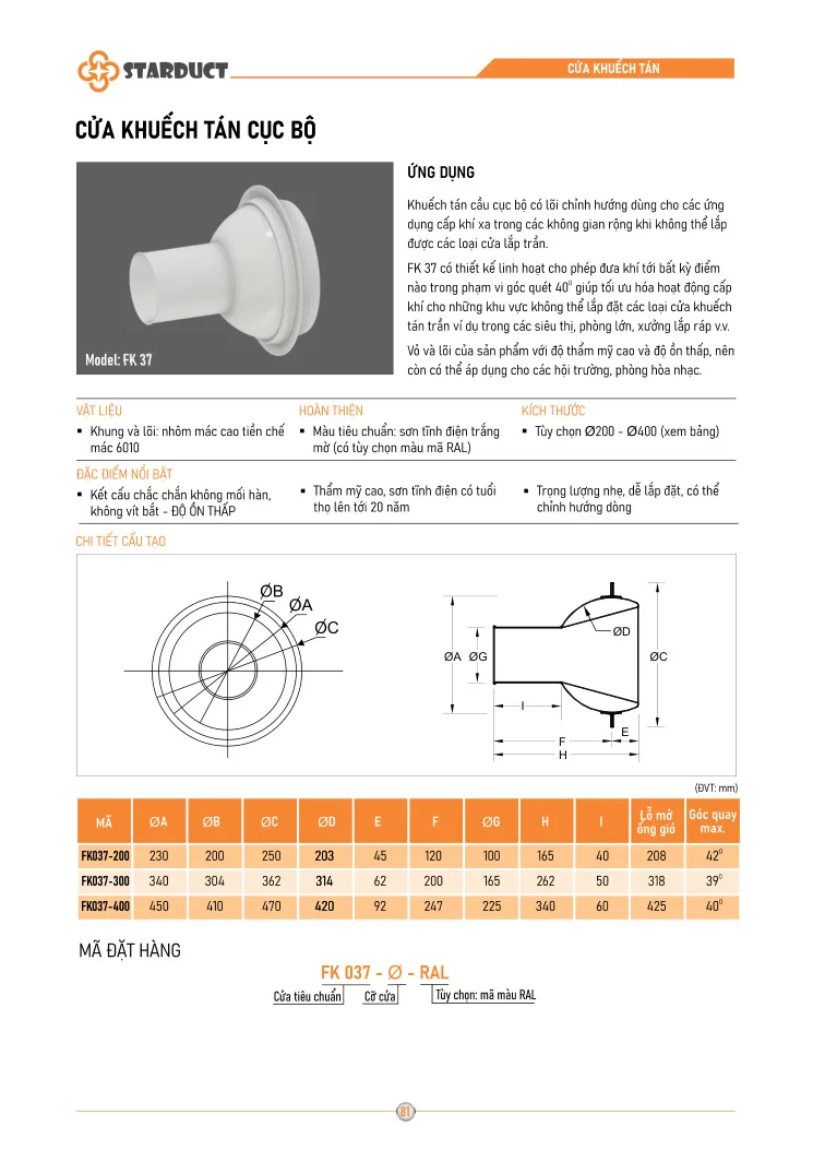 Cửa khuếch tán cục bộ STARDUCT - FK37