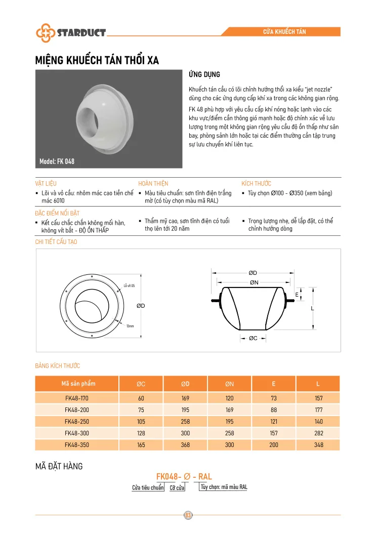 Cửa khuếch tán nắp chụp STARDUCT - FK041