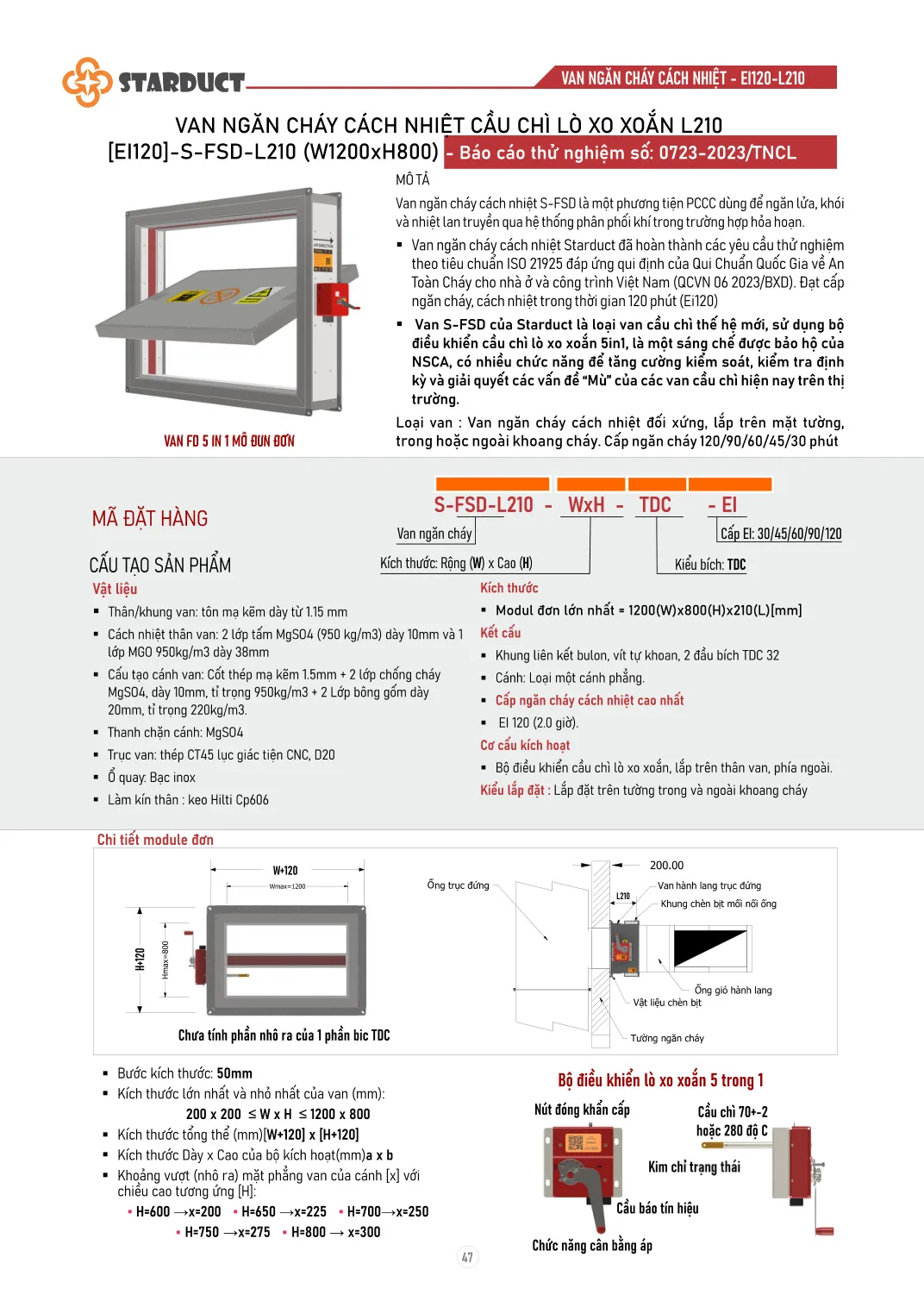 Van ngăn cháy cách nhiệt STARDUCT – S-FSD-L210