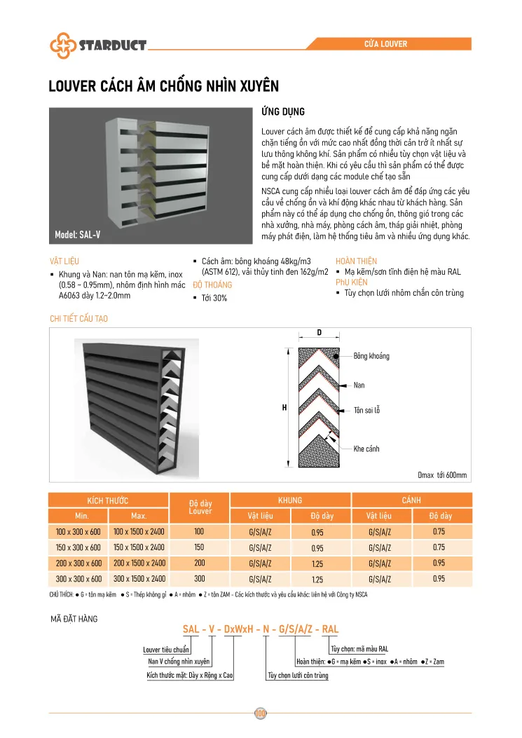 Louver chống nhìn xuyên STARDUCT – WWL-V
