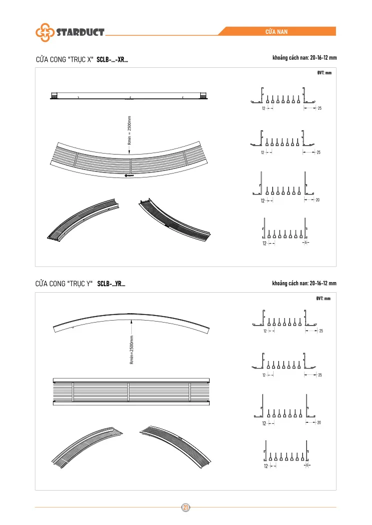 Cửa gió nan T cong STARDUCT - SCLB