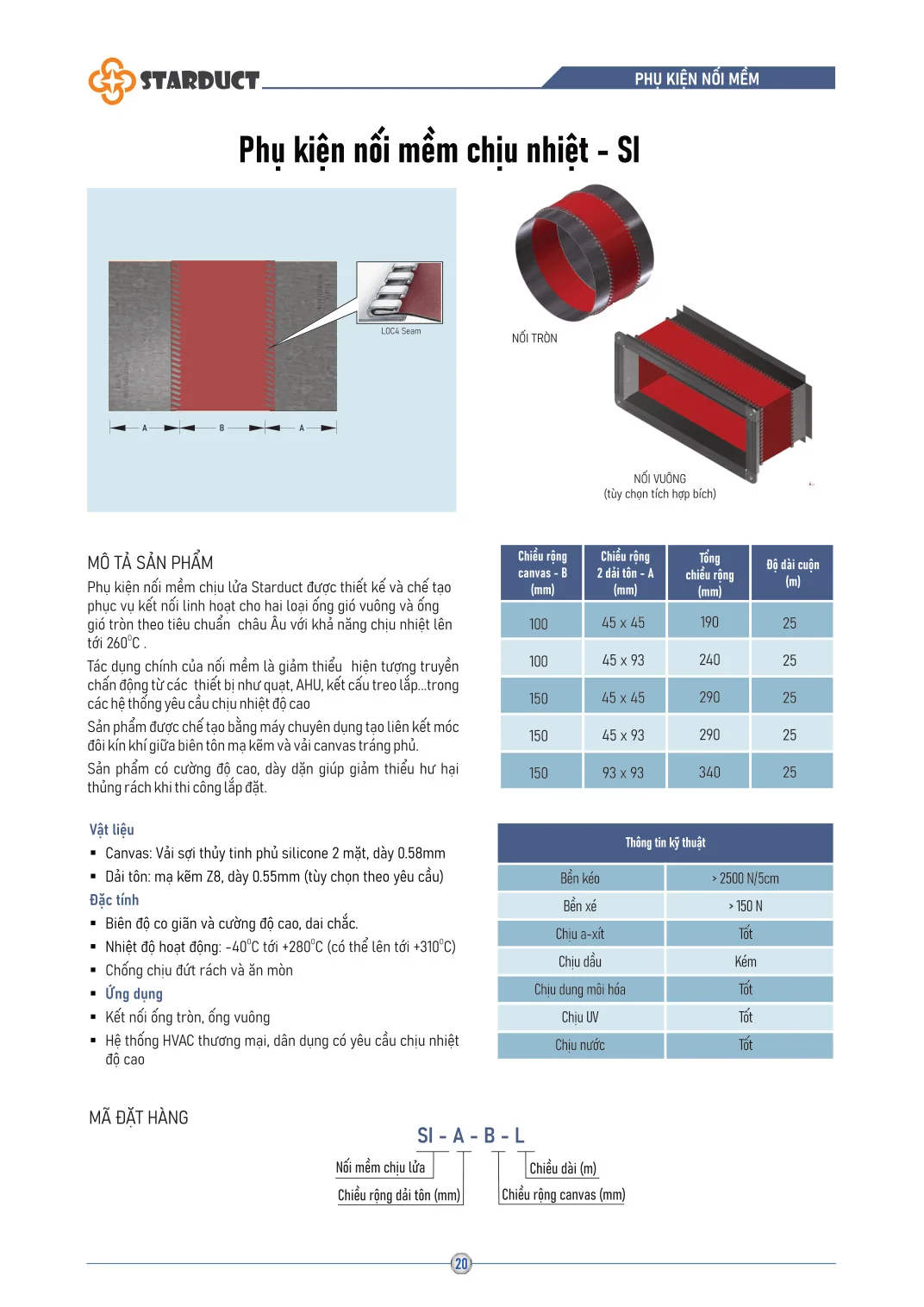 Nối mềm chống cháy CANVAS SILICON STARDUCT